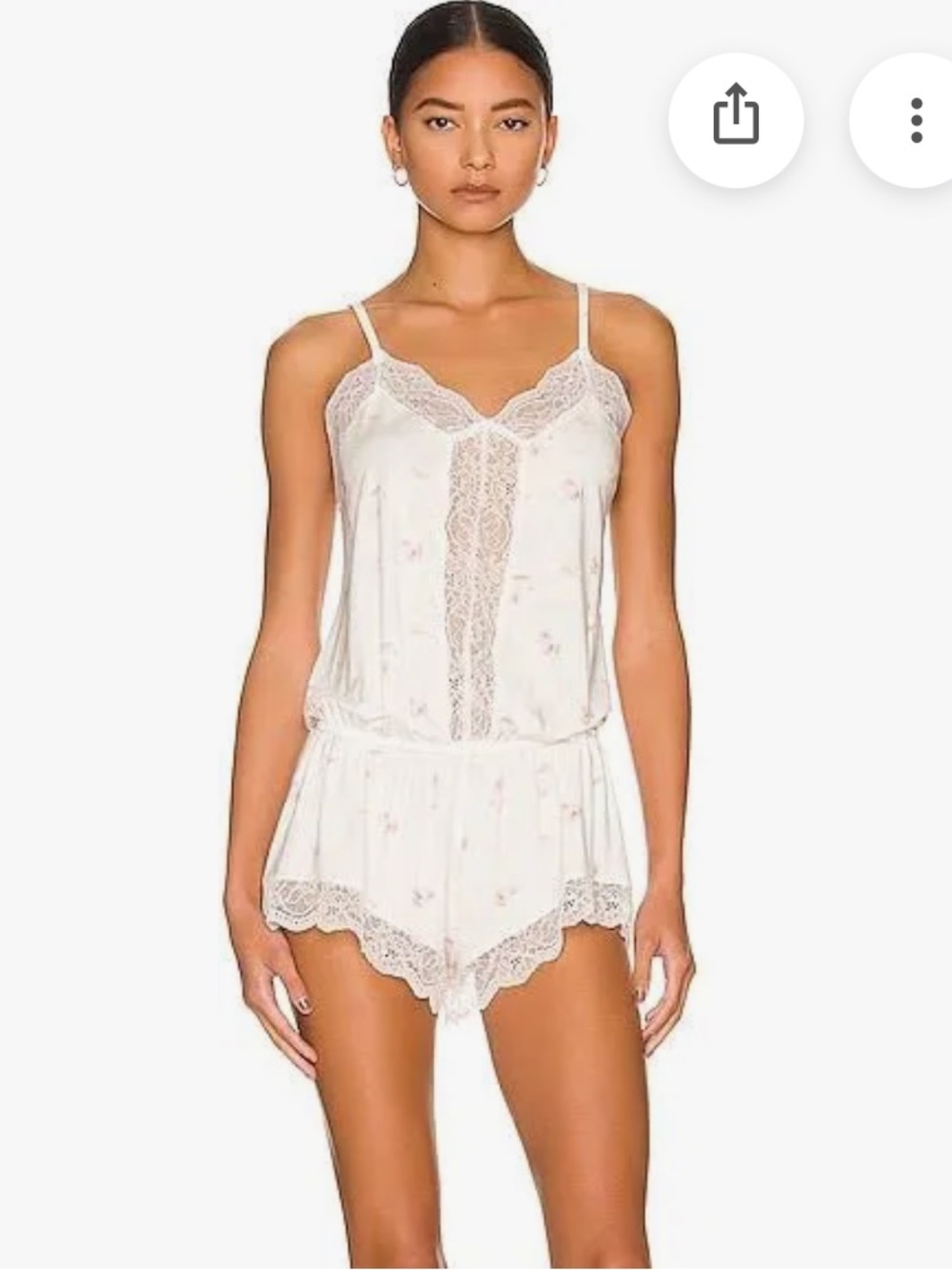 Eberjey Gisele Printed The Dreamer Teddy in Tulip and Off White Sleep Romper L